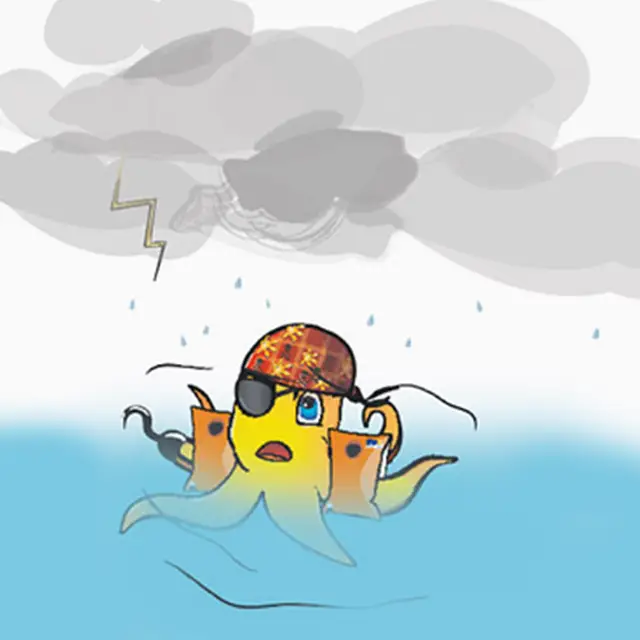 Illustration zur Baderegel: Bei Gewitter nicht baden