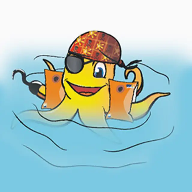 Illustration zur Baderegel: Nichtschwimmerkinder tragen Schwimmflügel