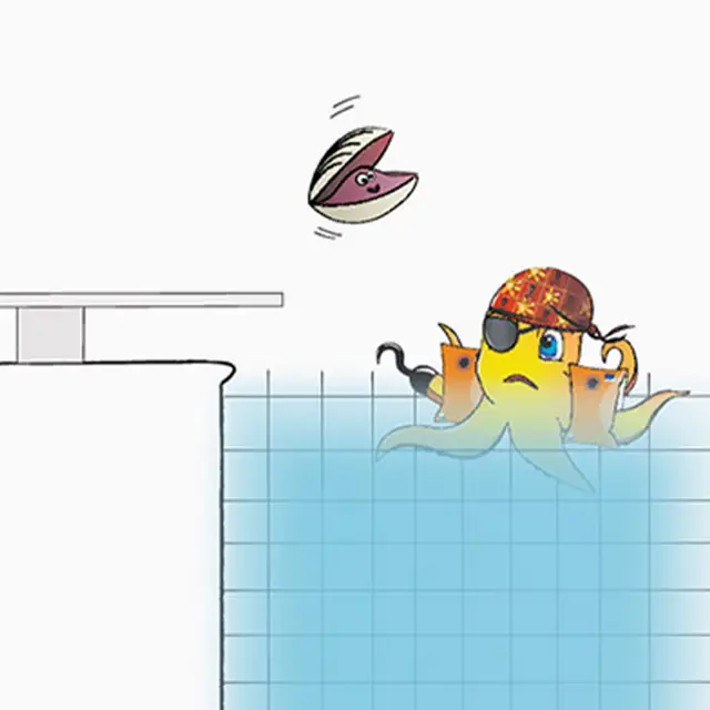 Illustration zur Baderegel: Niemanden durch einen Sprung ins Wasser gefährden
